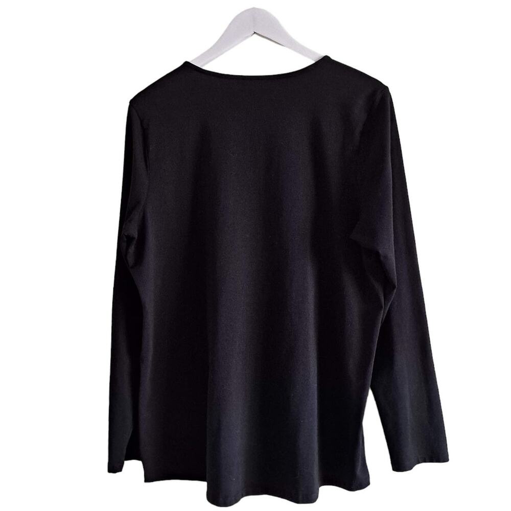 PureJill Womens Black Long Sleeve Crewneck Tee  T-Shirt Top Essential- Size XL - Picture 4 of 11